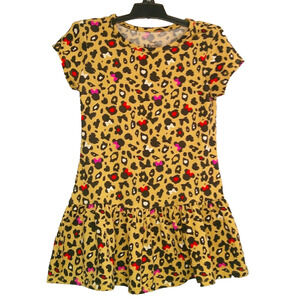 Disney Minne Mouse Girls XS 4-5 Leopard Short Sleeve Dress
